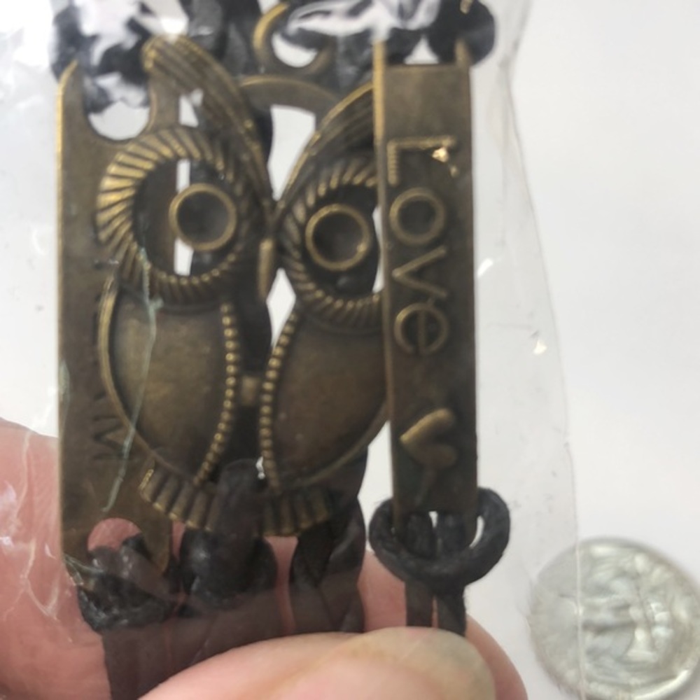 NWT Braided Leather Owl Bracelet Love Dream